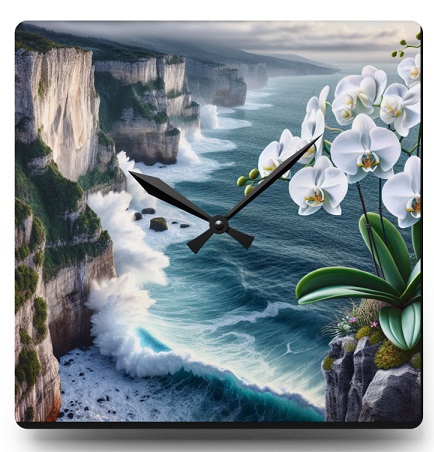 Orchids Over the Sea Clock