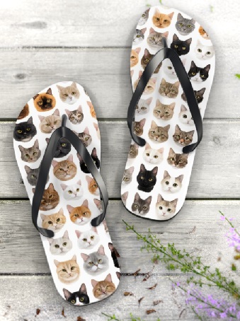 Cat Faces Flip Flops
